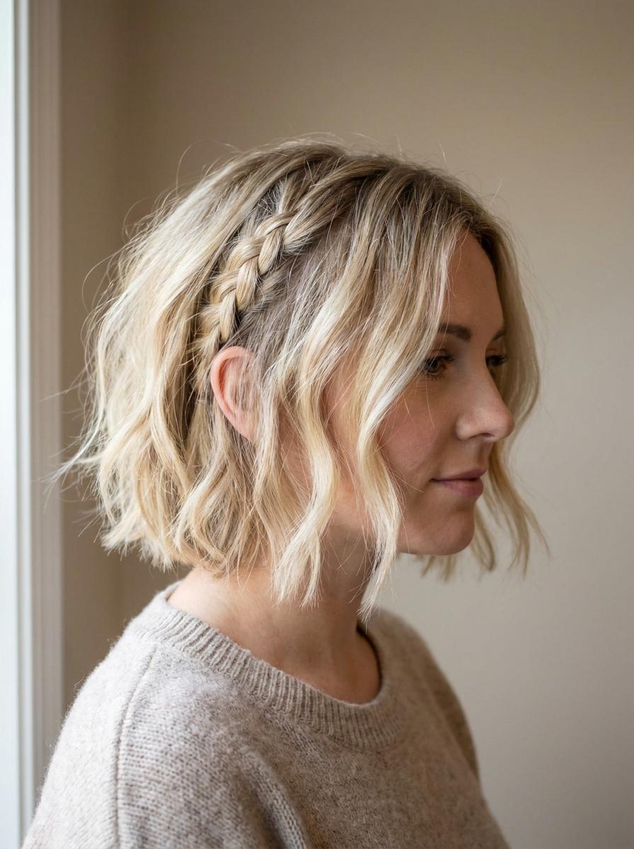 Kurzer Bob mit kleinen Flechtdetails - kurzen Bob stylen